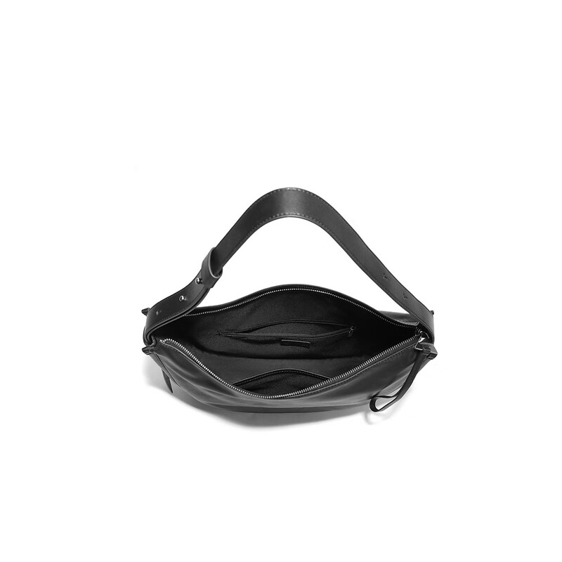 百丽包包女2023冬新商场同款牛皮时尚软感单肩斜挎马鞍包X6847DX3预售 浅黑 F