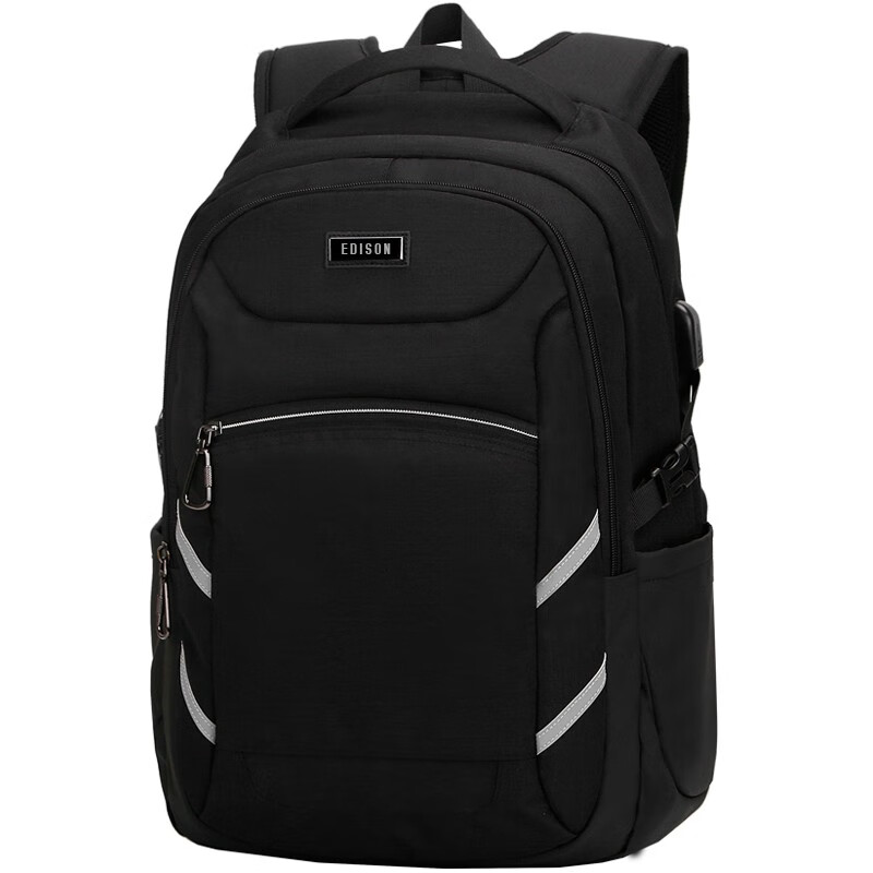 Edison high school student schoolbag men's large capacity anti splash backpack can hold 15.6 inch Laptop Bag College Student Backpack 200823-1 black