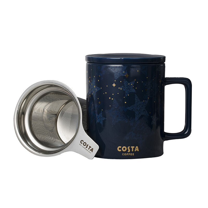 Costa Costa Costa Christmas Mug creative ceramic cup couple cup coffee cup milk cup with cover and tea drain large capacity office water cup tea cup Xinghui 355ml
