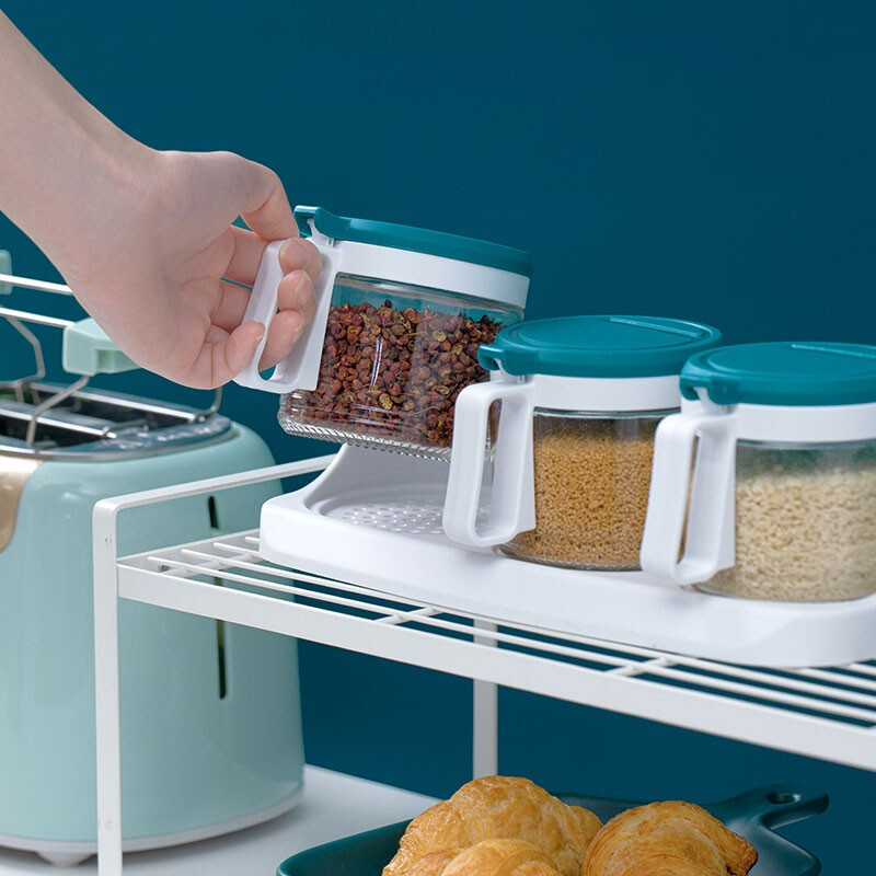 茶花（CHAHUA） 盐罐3组装圆形调味罐300ml佐料盒套装调料罐油壶 颜色随机【4个1组装】+450ml油壶