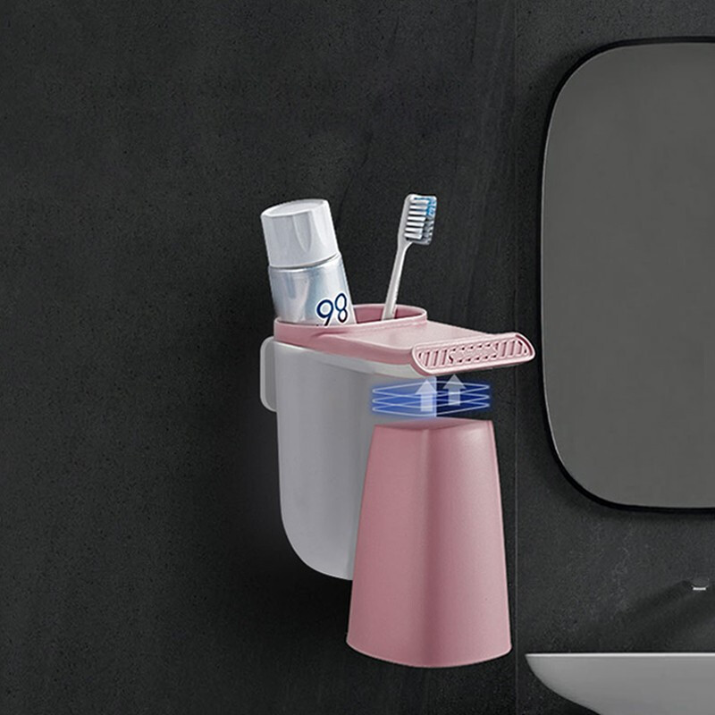 Shipai SmartPal magnetic mouthwash cup shelf creative household toothbrush cup hole free wall hanging simple couple's tooth cup cherry powder
