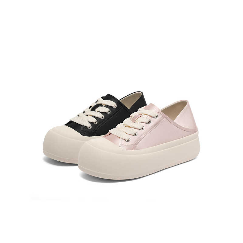 百丽两穿帆布鞋女2023秋季新商场同款厚底减龄休闲鞋Z7L1DCM3 粉色 40