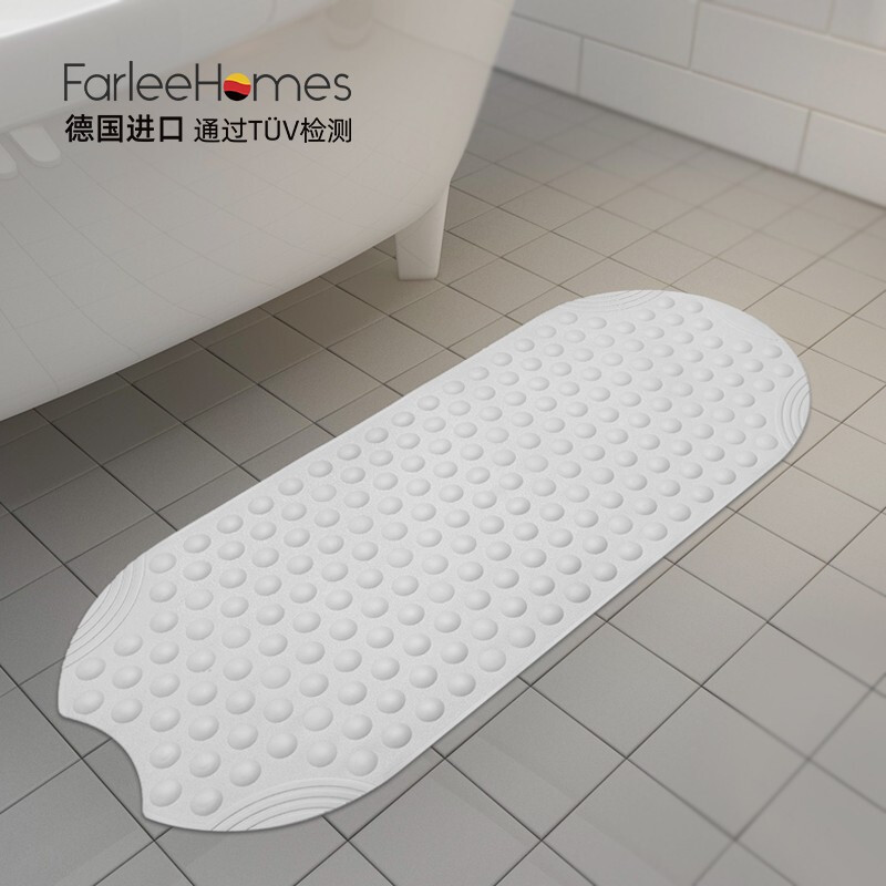 Faleju German bathtub non slip mat bathroom mat shower room bath floor mat hotel bathroom anti fall foot mat oval Pearl White 38x89cm