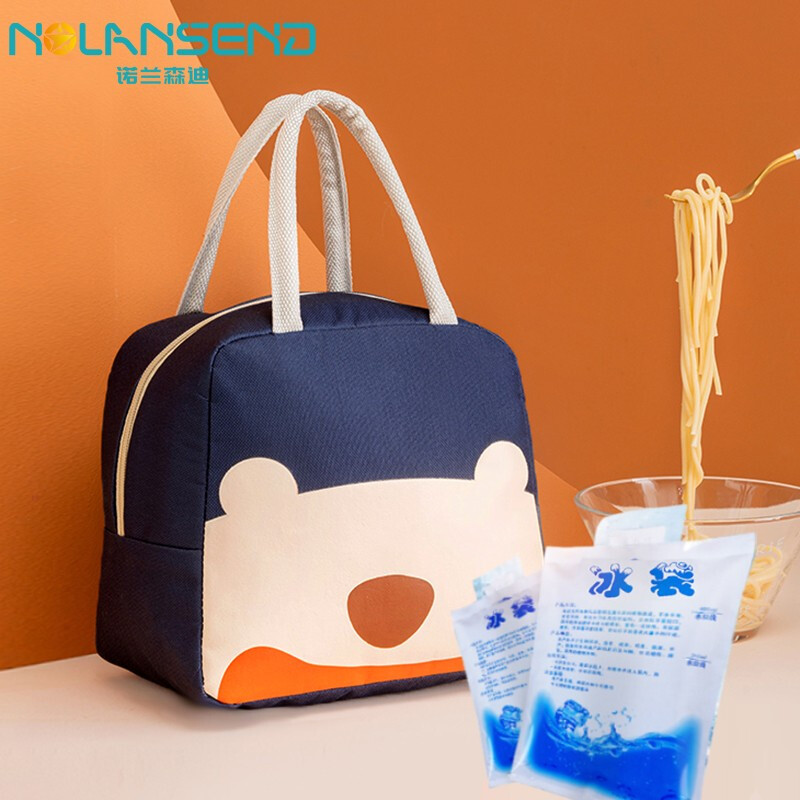 Nolansend lunch box bag portable thermal insulation bag outdoor picnic large capacity portable Bento bag school work fresh lunch box bag n816 navy blue