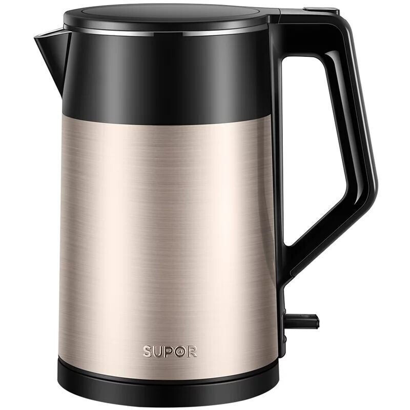苏泊尔 supor 水壶热水壶 全钢无缝双层防烫电热水壶 304不锈钢烧水壶