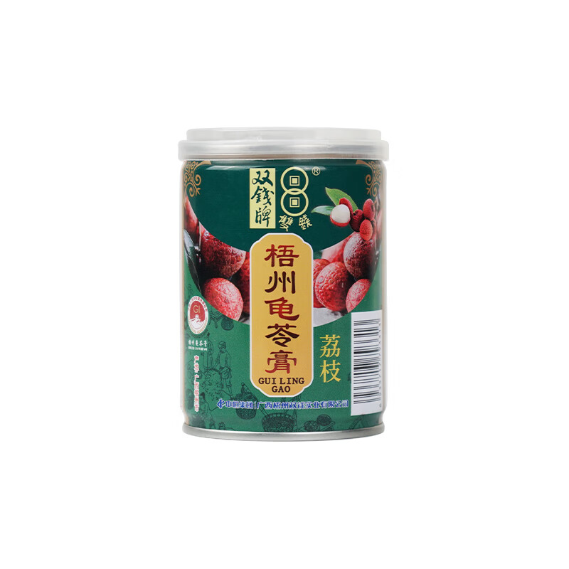 双钱 梧州双钱牌荔枝味龟苓膏罐装250g*12即食礼盒装送礼非果冻布丁
