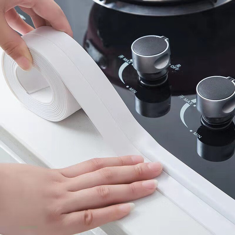 Quatrefoil beautiful seam sticker waterproof sticker strip kitchen stove sink seam glue toilet sticker wall corner line wall sticker width 3.8cm length 3.2m white