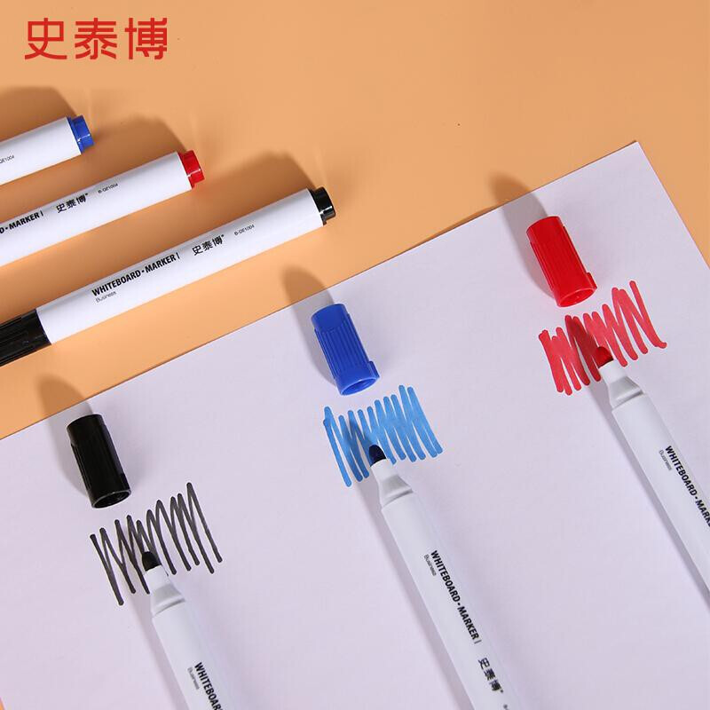 史泰博 白板笔 水性易擦直液式白板笔 色泽明亮不留痕 办公教学涂鸦笔 12支/盒 B-DE1002 红色单支