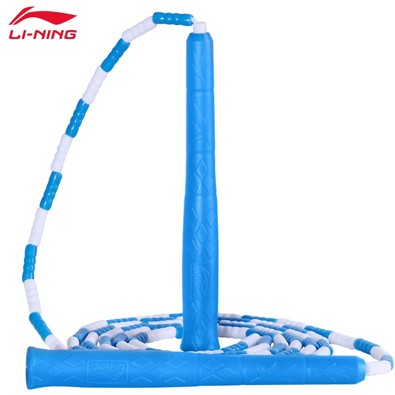 Li Ning Li-Ning bamboo rope skipping adjustable pattern adult children's fitness exercise primary and middle school students fancy performance rope kindergarten school pearl rope aqdq252-2 blue and white