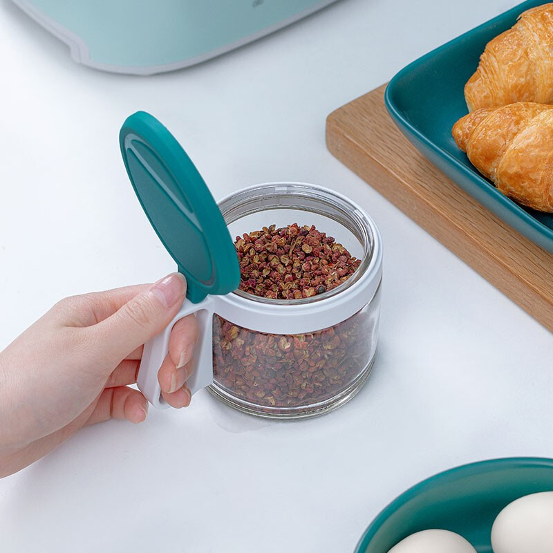 茶花（CHAHUA） 盐罐3组装圆形调味罐300ml佐料盒套装调料罐油壶 颜色随机【4个1组装】+450ml油壶