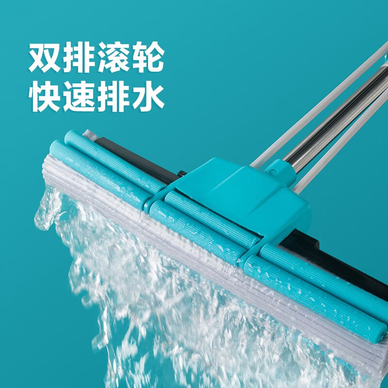 茶花海绵滚轮拖把免手洗2023新款家用拖地神器胶棉吸水地拖 【灰中号】洁境滚轮胶棉拖