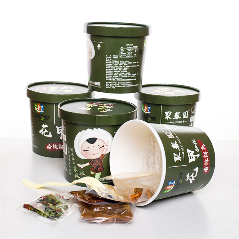 聚春园官方花甲粉桶装网红免煮方便速食粉丝即食米线土豆粉马铃薯制粉 花甲粉*6