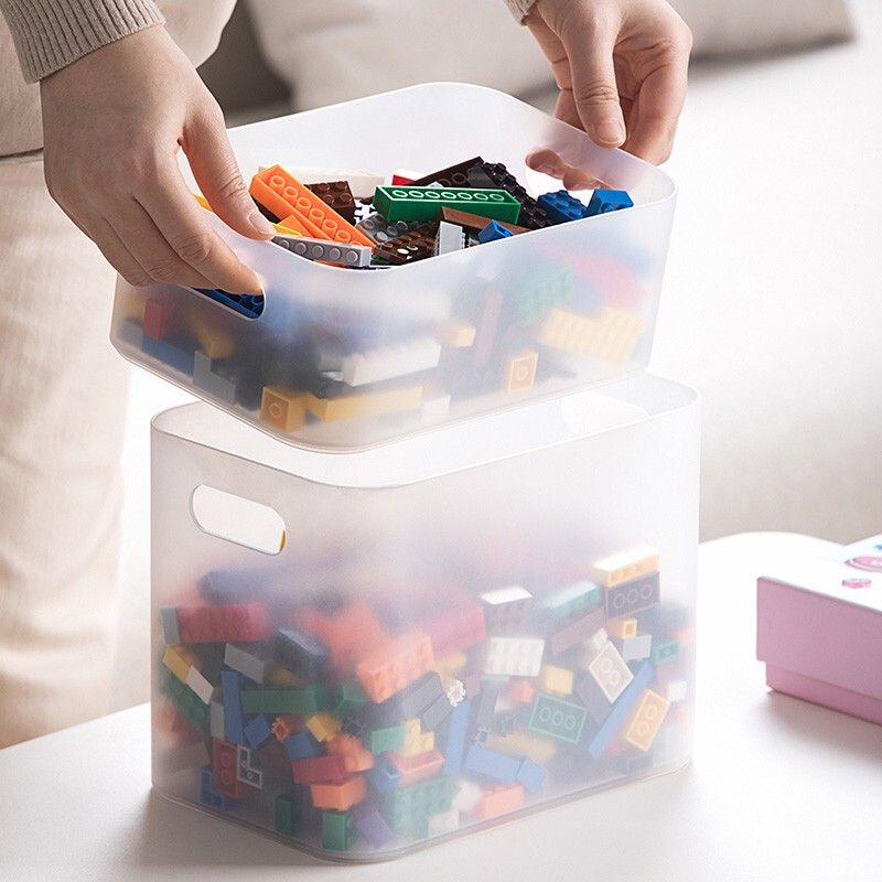 茶花（CHAHUA）茶花收纳盒桌面小盒子收纳格半透明磨砂 美纳带把手收纳盒150006