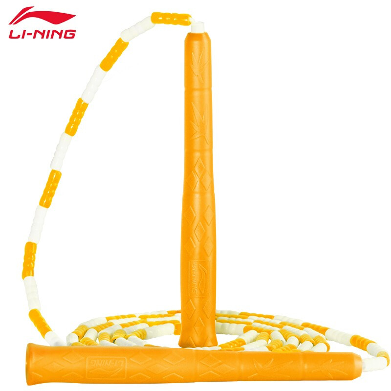 Li Ning Li-Ning bamboo rope skipping adjustable pattern adult children's fitness exercise primary and middle school students' fancy performance rope kindergarten school pearl rope aqdq252-4 yellow and white