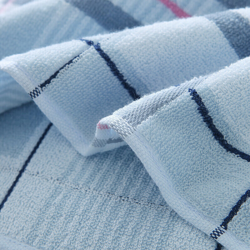 金号 毛巾家纺 纯棉经典格子毛巾被盖毯一条装 蓝色 1050g 200*160cm