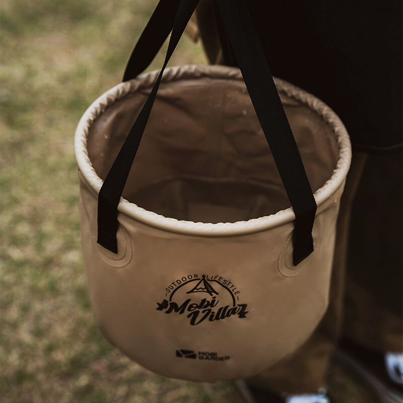 Mobigarden foldable round bucket outdoor travel camping portable water basin multipurpose picnic water storage bucket 20L nx21674002 warm sand color