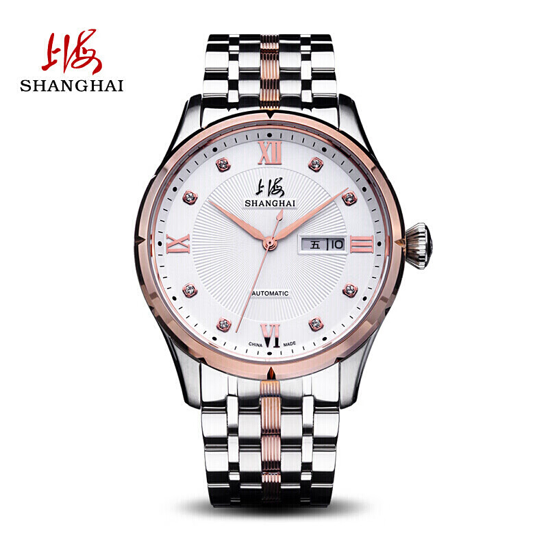 Shanghai Watch Yuchi series business double calendar automatic mechanical watch transparent men's watch couple's watch sh3012r rose gold