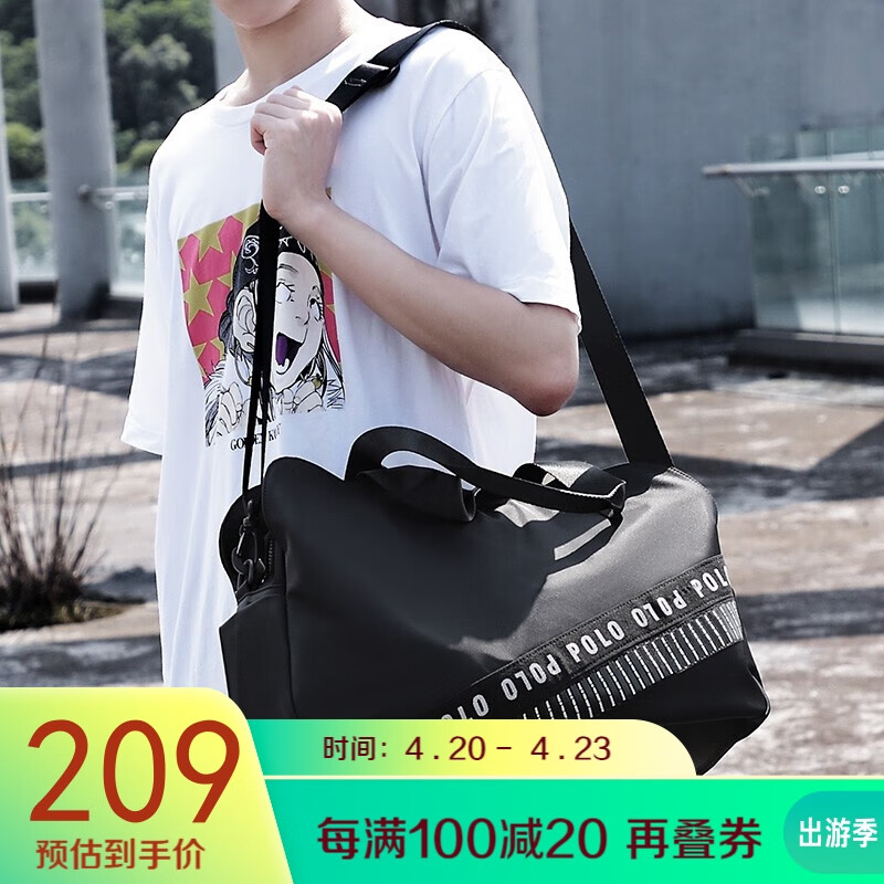 Polo men's travel bag horizontal large capacity luggage bag fashion leisure travel bag gn043p303j black