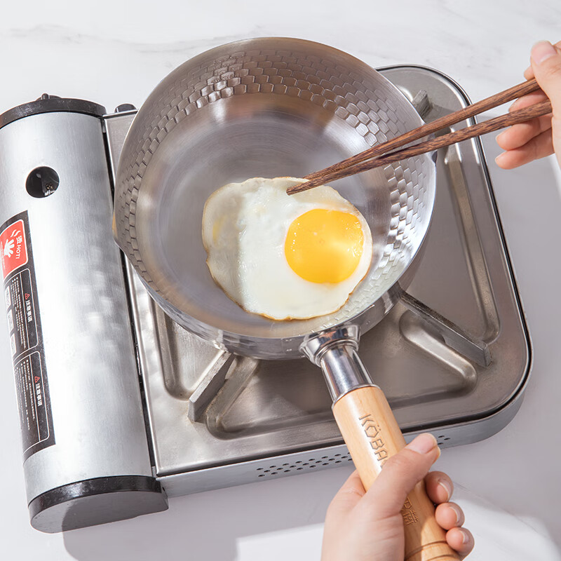 康巴赫304不锈钢不粘轻量雪平锅双导流口炖煮可悬挂带盖18cm不挑炉灶