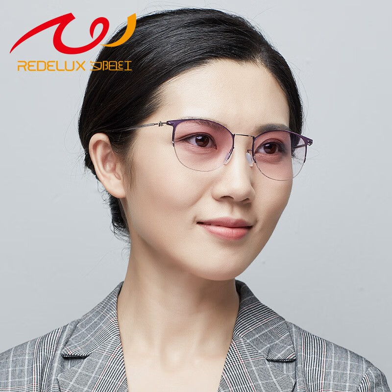 Sunset red presbyopic glasses women's far and near dual-purpose anti blue light presbyopic glasses fashion ultra light invisible dual light Sunglasses HD elderly aging presbyopic glasses ax5329 Silver Purple 100D