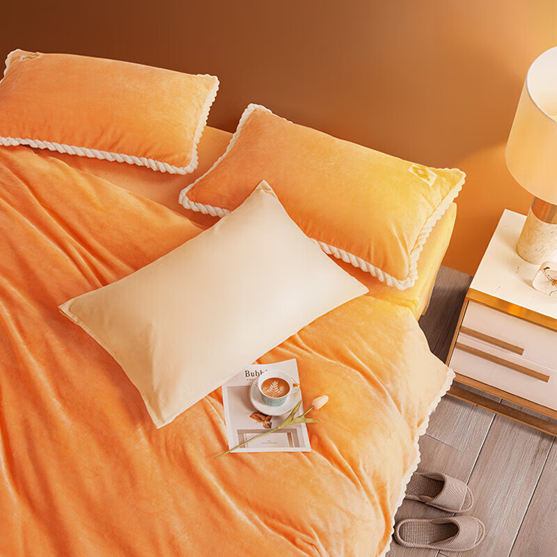 富安娜家纺三件套牛奶绒单人被套学生法兰绒床品套件防静电152*210cm