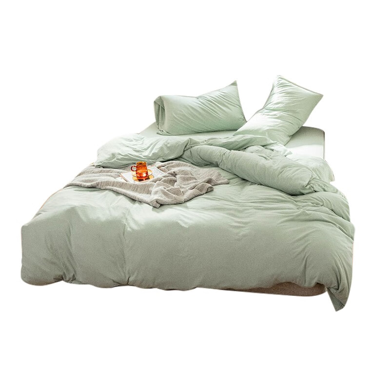 Tri-polar天竺棉日式纯色床品套件 TP2982 豆绿色 1.5m床单款四件套