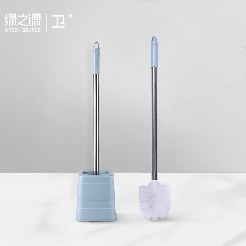 Green source square base heightening stainless steel toilet brush set bathroom home bathroom extended handle toilet brush storage with base replaceable brush head