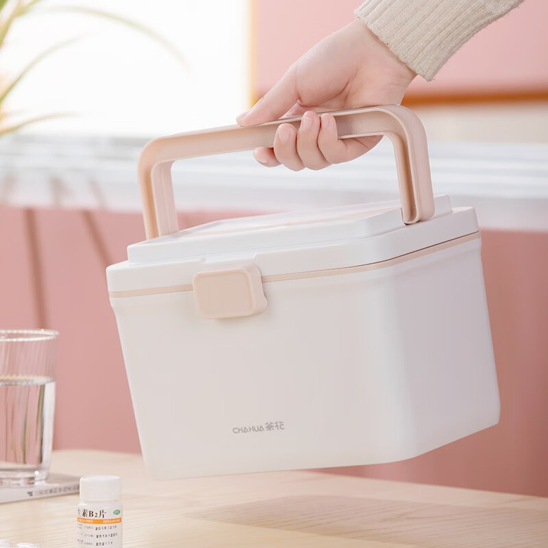 茶花（CHAHUA） 欧铂兹*便携式药盒暖心抗菌便携式迷你药盒 家庭药箱】手提药箱*2个装+药盒*1+棉签300支