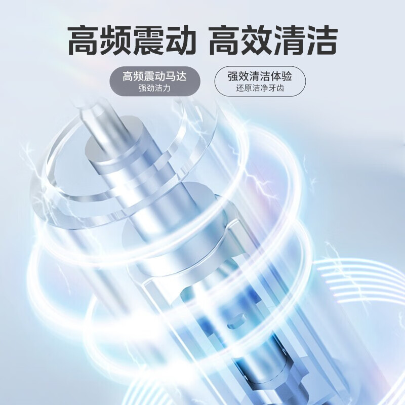 美的（Midea）电动牙刷成人/学生 声波震动 300天长续航 智能换区 软毛刷头*2 七夕情人节礼物 情侣款 小米白