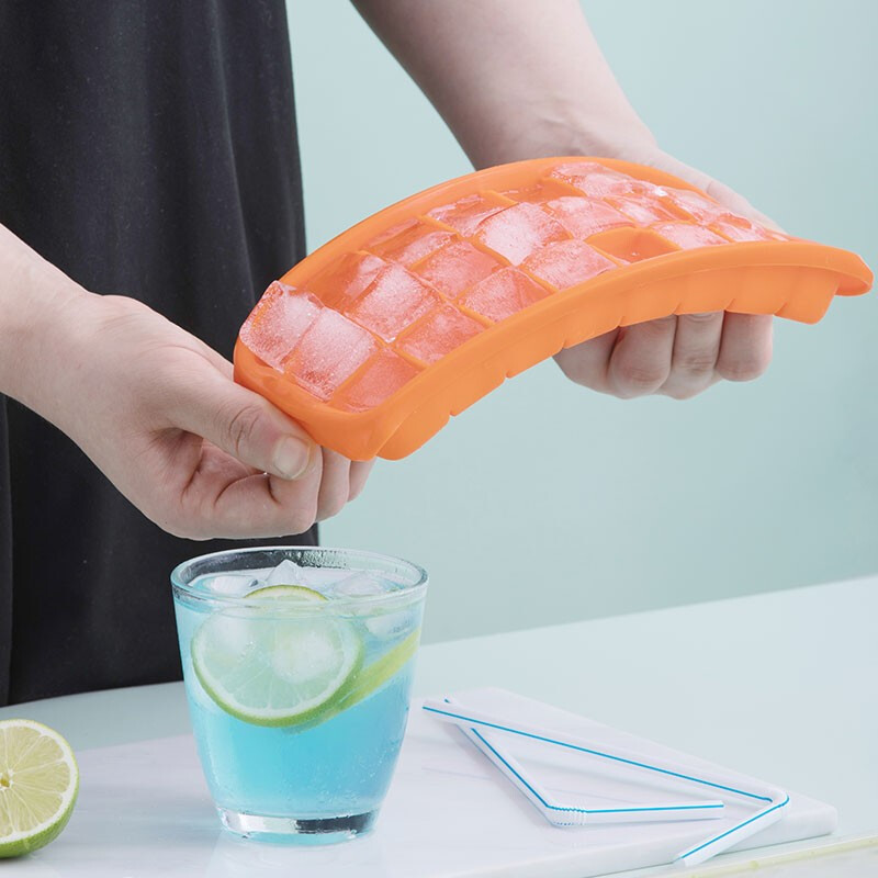 茶花冰淇淋冰棒模硅胶易取冰块盒家用冰激凌冰棍冰格自制模具 红色