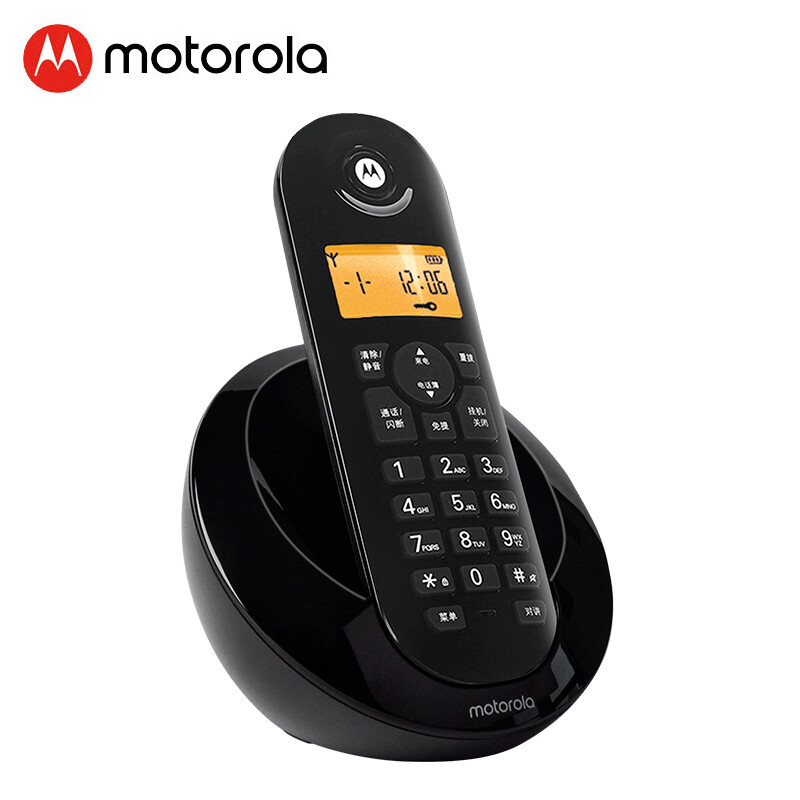 Motorola digital cordless telephone wireless landline stand-alone large screen clear hands-free office home c601 black single cordless