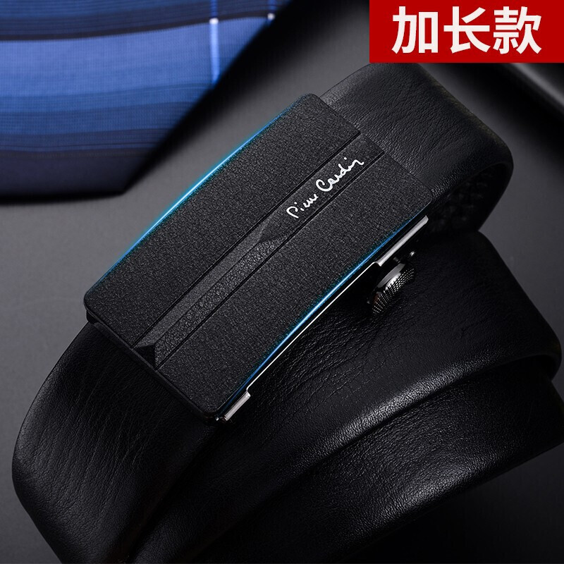 Pilkadan belt men's lengthened enlarged wharf layer leather frosted automatic buckle belt men's c8d825116-bya black 130cm