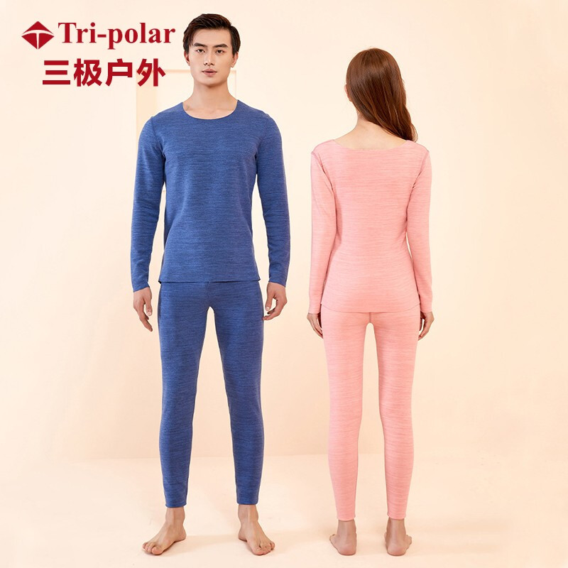 Tri-polar德绒保暖内衣女加绒加厚双面磨毛保暖衣套装TP5416 男款藏青色 M