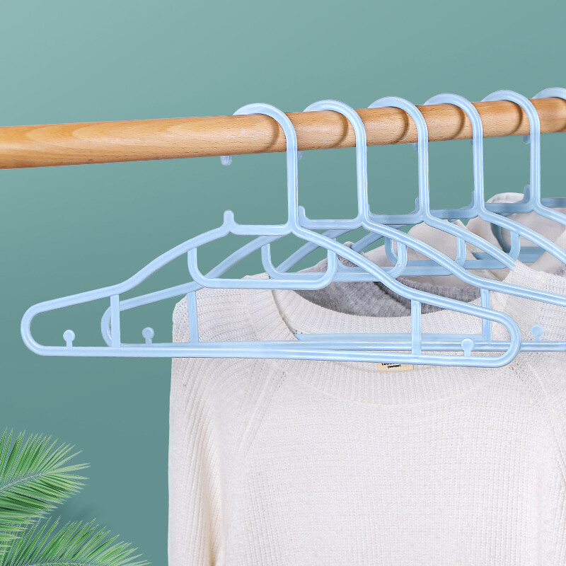 Meiliya clothes hanger plastic traceless dry and wet clothes hanger multifunctional thickened durable clothes hanging Japanese simple children's adult clothes support 20 pieces - Blue