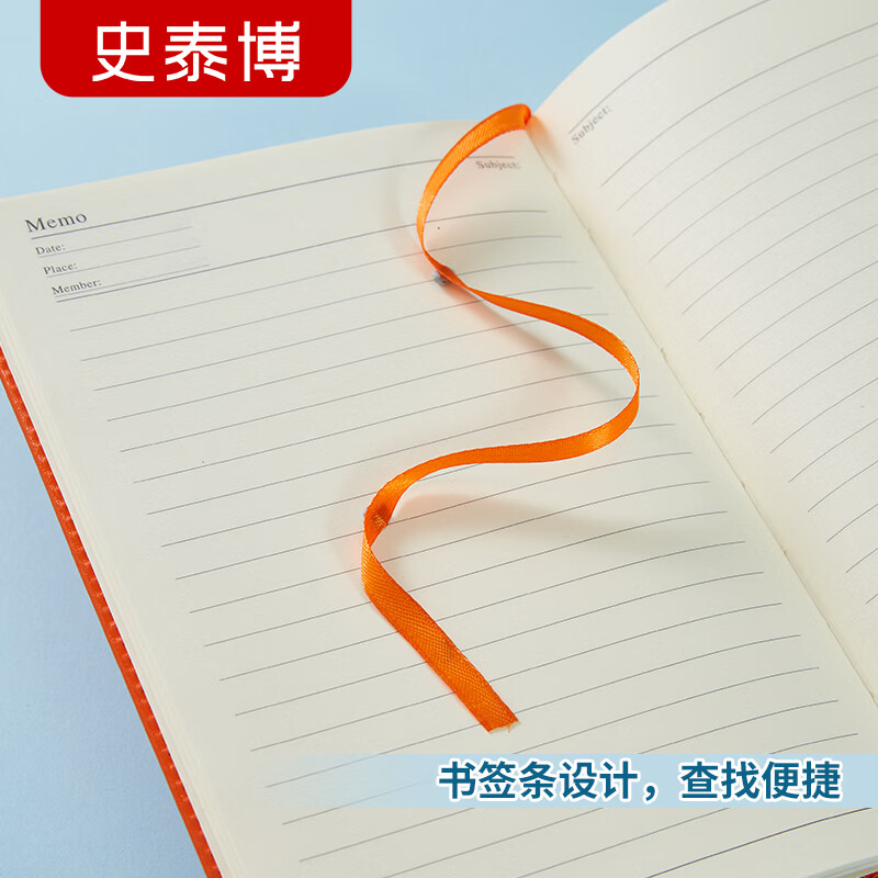 史泰博 硬皮面商务办公专用记事本 大号加厚多功能日记本 会议随身便携软皮面工作 A5笔记本子 96页 PUNB002-5 硬面 粉色