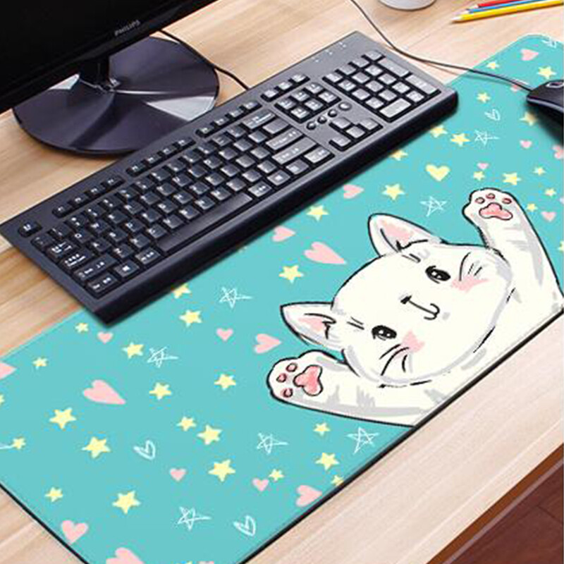 Lingmei mouse pad animation computer keyboard notebook office game lockside large mouse pad 800 * 300 star claw cat mouse pad