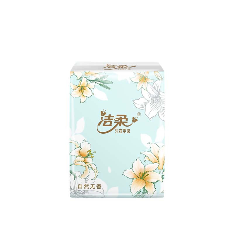 洁柔手帕纸 百合印花4层7片12包可湿水面巾纸 无香 繁花系列彩色印花