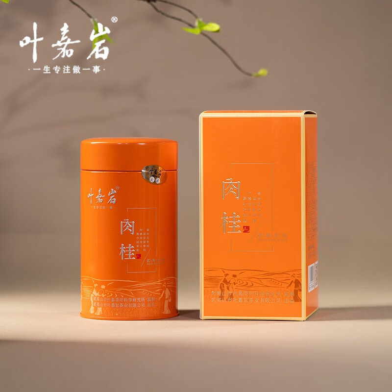 叶嘉岩 溪谷留香武夷岩茶肉桂桂皮香辛锐醇厚工作茶送礼铁罐装 肉桂（配礼袋） 200g