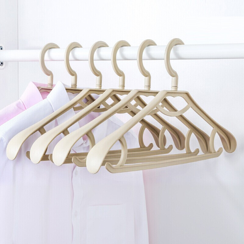 Good helper clothes hanger plastic clothes hanger 10 no trace anti-skid clothes hanger clothes hanging support wide shoulder clothes support rotatable head dry and wet adult and children thickened clothes hanging coffee color