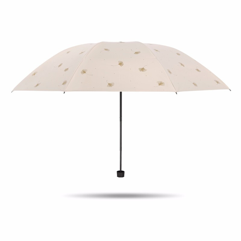 天堂伞太阳伞防晒防紫外线遮阳伞户外伞晴雨两用便携雨伞男女 银杏飞舞-甘酪白