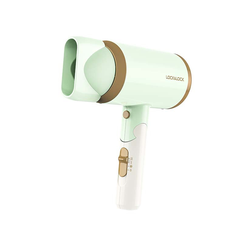 乐扣乐扣（locknlock）三档温控澎湃风力冷热风循环高颜值电吹风轻巧折叠款绿色1600W大功率EJA1137GRN