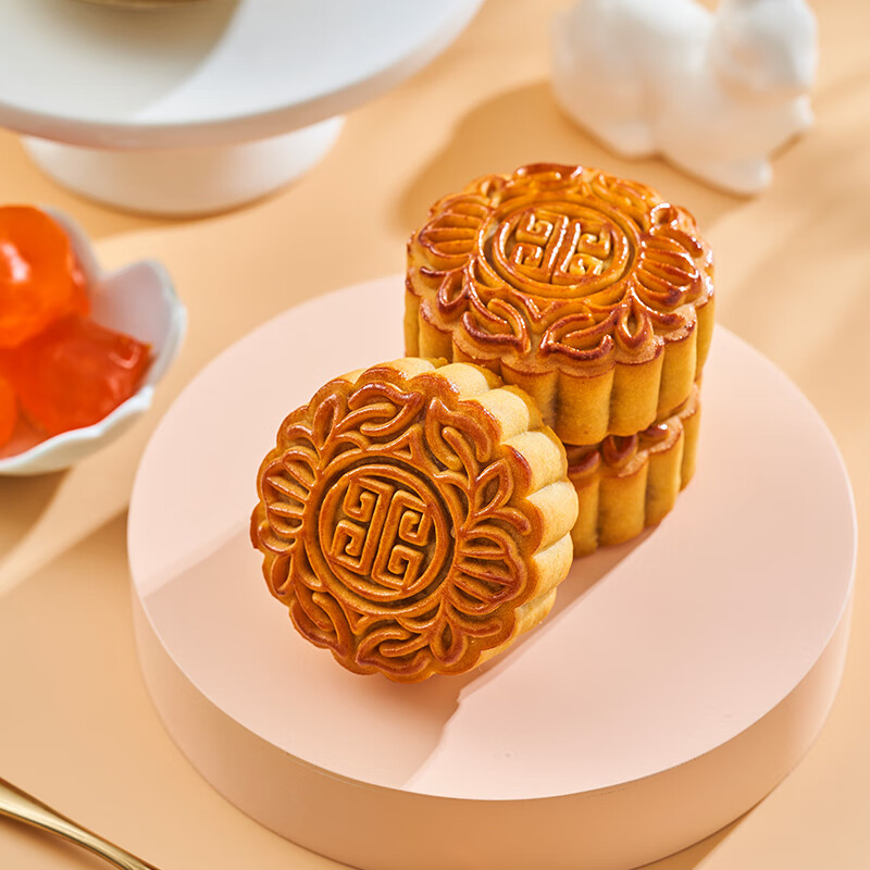 聚春园官方中秋散装单黄红莲月饼奶油香芋蛋黄白莲蓉广式豆沙老式五仁 单黄红莲月饼60g*3