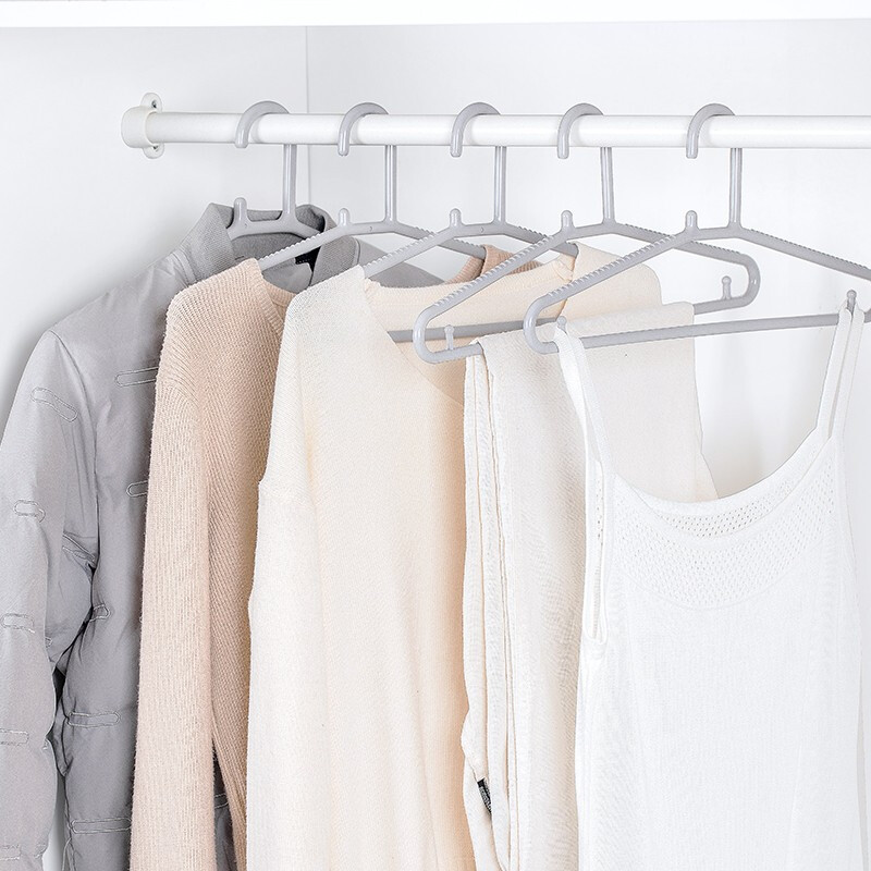 茶花衣架加厚加粗塑料防滑衣服撑大人挂晾晒衣架大码晒晾家用24只 【4组24只】浅灰色