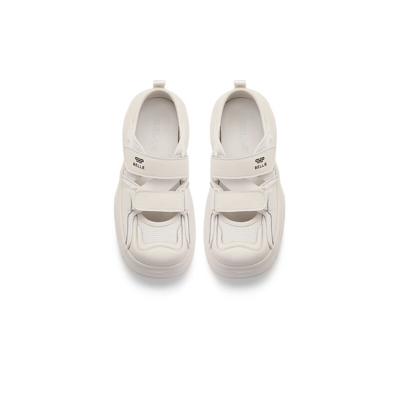 百丽网面透气老爹凉鞋女23秋季新款魔术贴运动凉鞋溯溪鞋B1473CH3 杏色 35