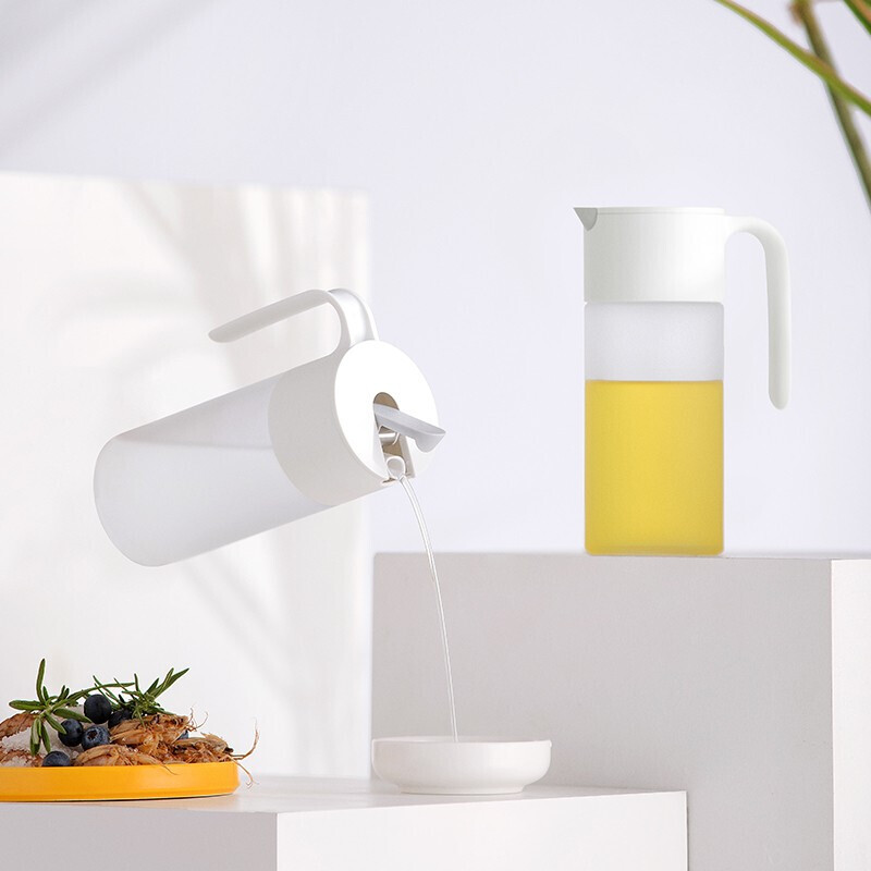 茶花银离子抗菌油壶厨房大油罐壶防漏玻璃油壶油罐酱油瓶醋瓶 欧铂兹*自开盖油壶550-磨砂款