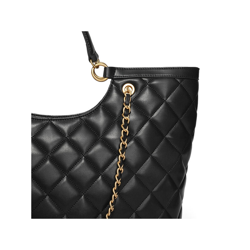 百丽包包女2023冬季新款气质通勤大容量单肩手提托特包X9211DX3预售 黑色 F