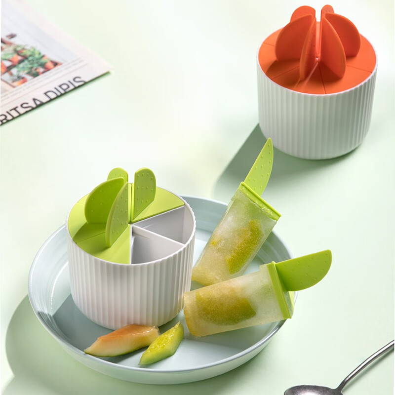 茶花（CHAHUA） 茶花雪糕模具PP家用自制冰棍冻棒冰冰糕儿童做冰淇淋小冰棒冰格 【1个装橘色】植享冰棒模