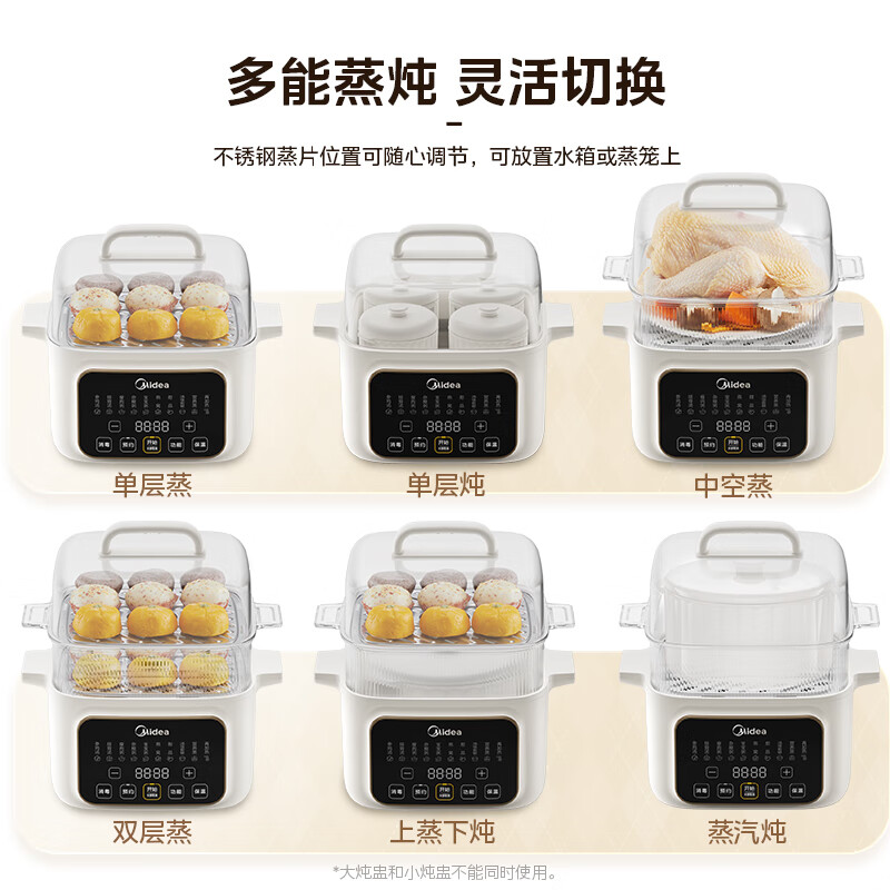 美的（Midea）电炖锅 电炖盅 煲汤炖汤锅 蒸锅电蒸锅 隔水炖锅婴儿辅食煮粥锅 燕窝炖盅 MD-DZC2502 2.5L