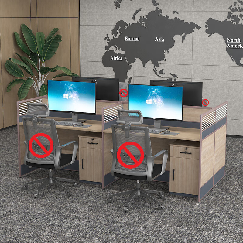 臻远GWD-011职员办公桌屏风桌组合员工位电脑桌职员工位 王字型四人位