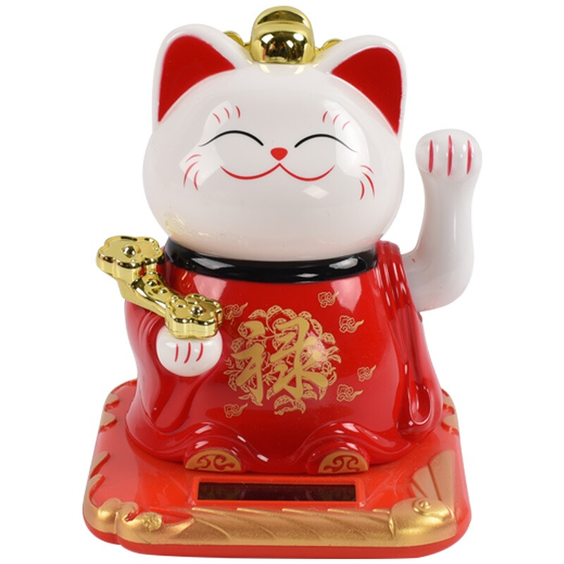 Xinxin Jingyi Zhaocai cat ornaments solar Zhaocai cat waving car cashier ornaments opening housewarming furnishings creative plastic gifts New Year gifts Lu Zi money